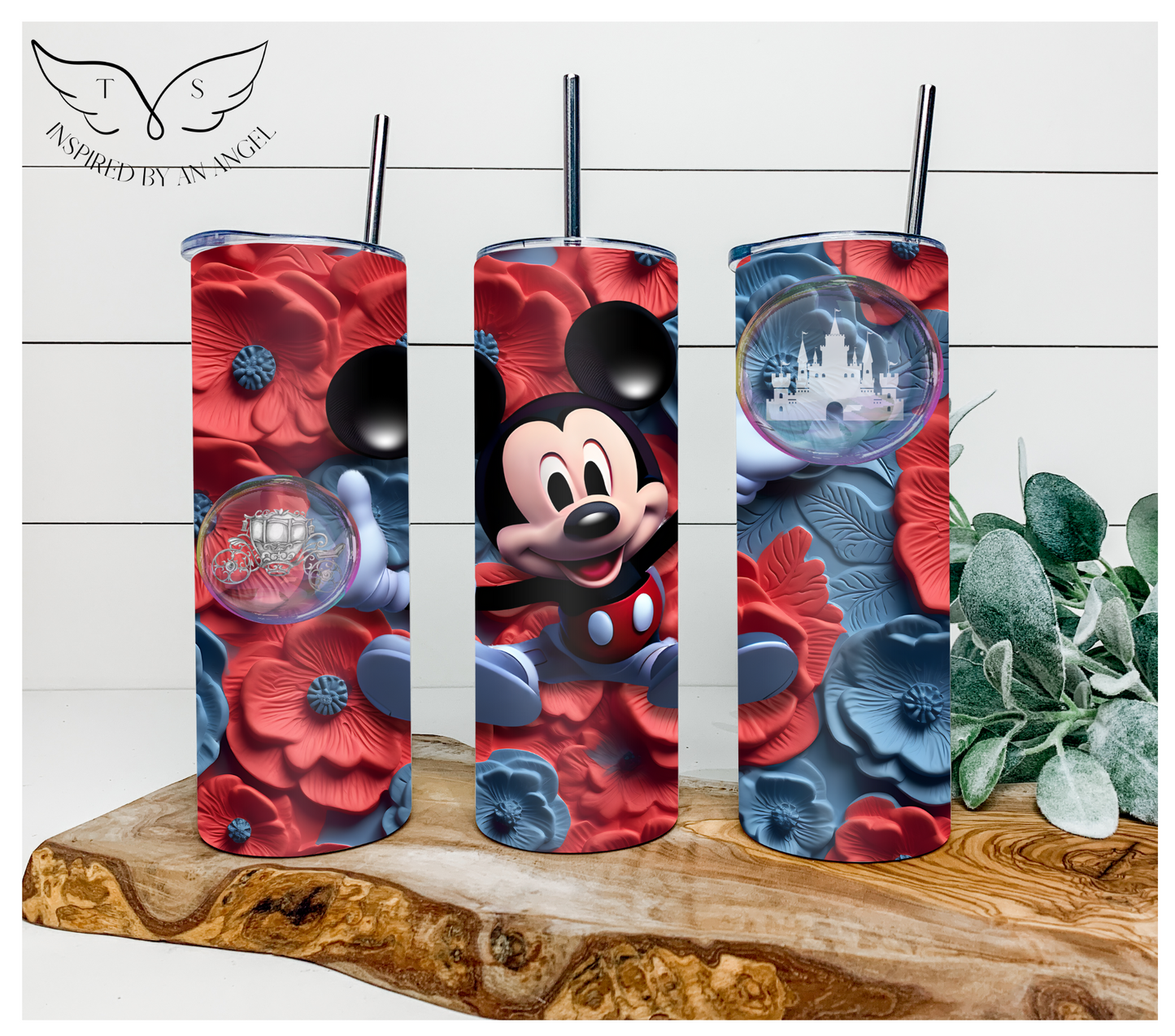 "3D Mickey Red and Blue" Sublimated Tumbler
