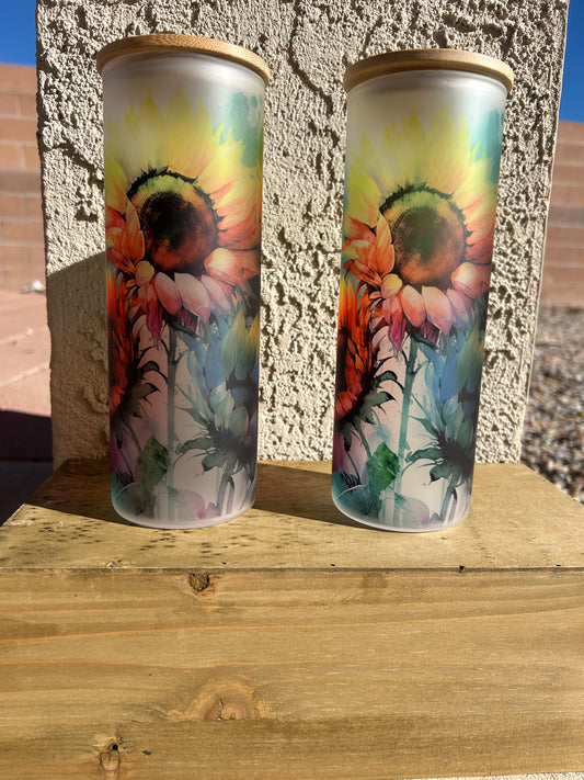 “Sunflower" 20oz. Matte Glass Tumbler